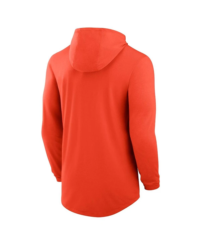 Nike Men's Orange Auburn Tigers Classic Arch Tri-Blend Dri-fit Long Sleeve Hoodie T-Shirt