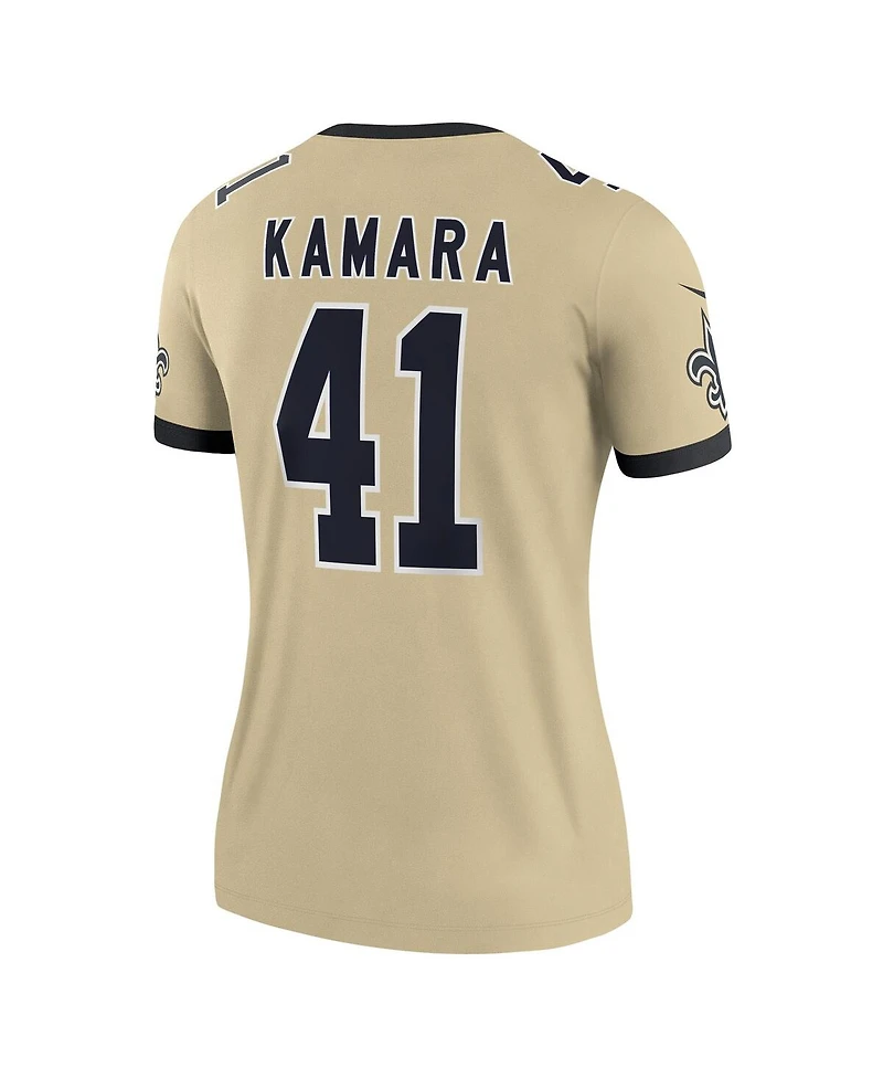 Nike Women's Alvin Kamara Gold New Orleans Saints Gameday Golds Alternate Legend Player Performance Top