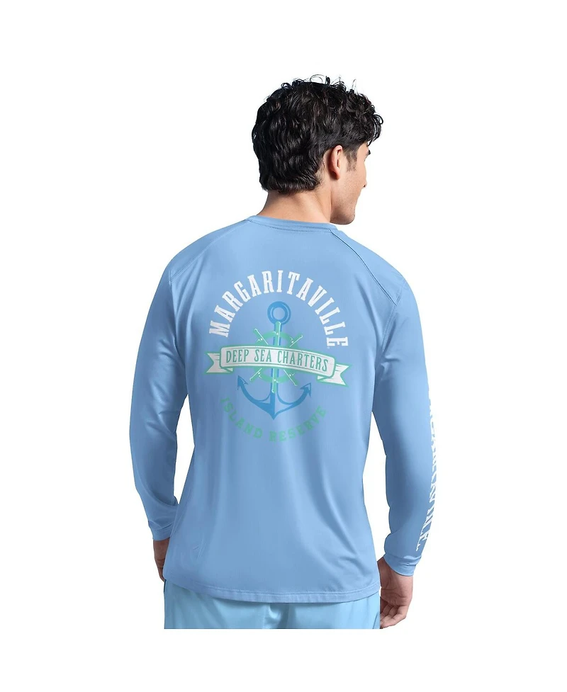 Margaritaville Men's Light Blue New York Jets Rock Harbor Long Sleeve Rashguard T-Shirt
