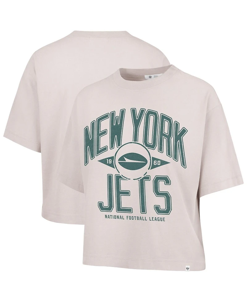 '47 Brand Women's Natural New York Jets Cropped Windthrow Ravine T-Shirt