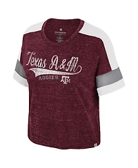 Colosseum Women's Maroon Texas A&M Aggies Color Block Scoop Neck T-Shirt
