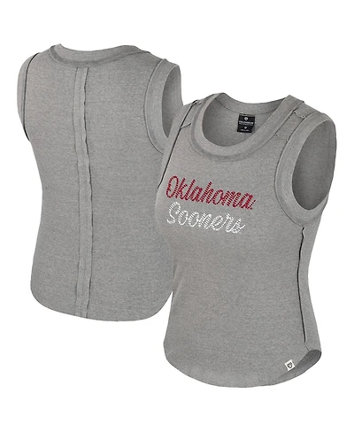 Colosseum Women's Heather Gray Oklahoma Sooners Beach You Ribbed Tri-Blend Tank Top