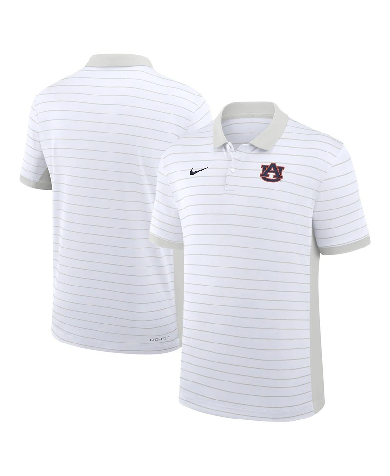 Nike Men's White Auburn Tigers 2025 Early Season Coaches Sideline Victory Stripe Dri-fit Polo Shirt