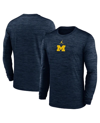 Jordan Men's Navy Michigan Wolverines 2025 Sideline Velocity Performance Long Sleeve T-Shirt