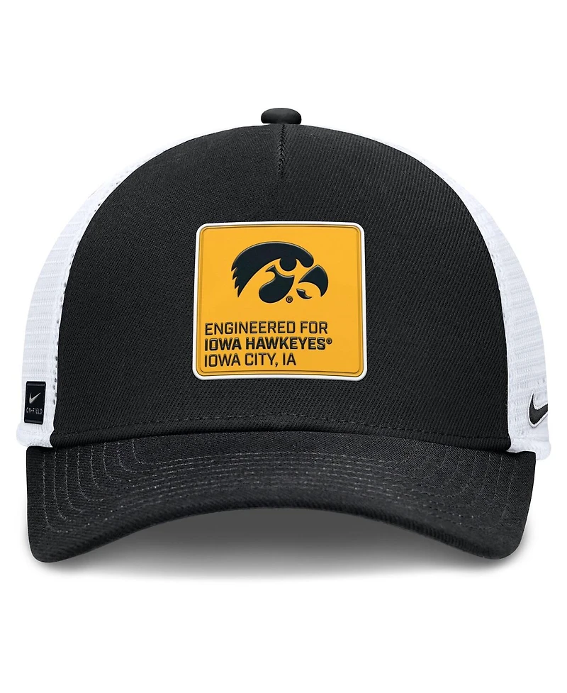 Nike Men's Black/White Iowa Hawkeyes 2025 On-Field Rise Engineered Trucker Adjustable Hat