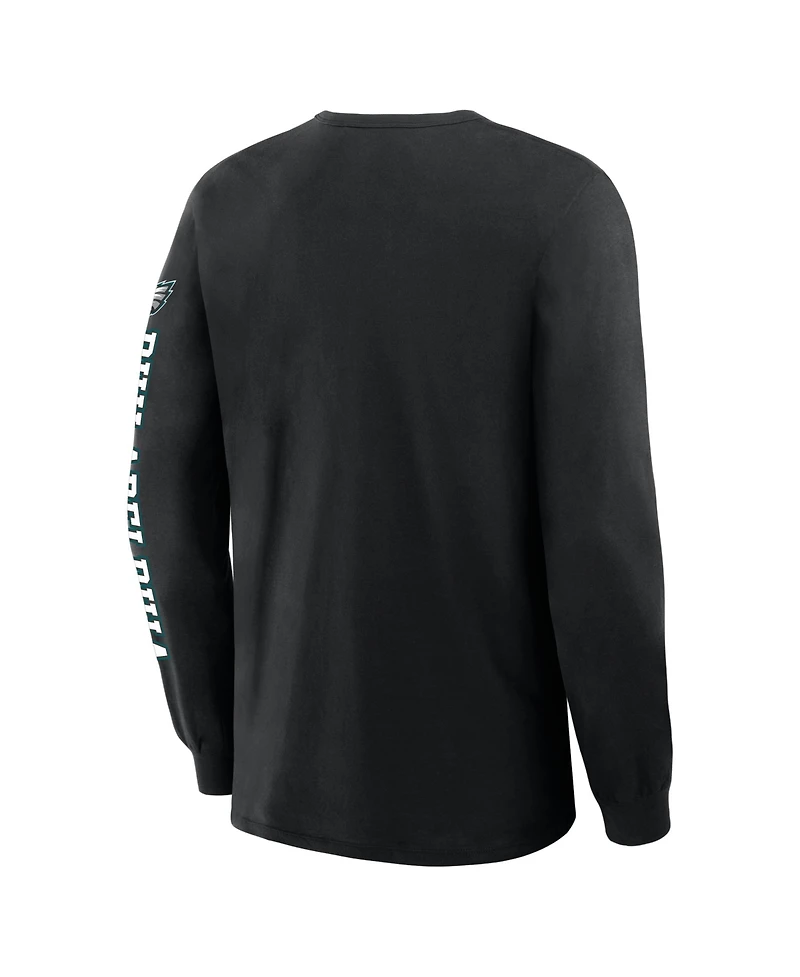 Fanatics Men's Black Philadelphia Eagles Hometown Sweep Legacy Long Sleeve T-Shirt