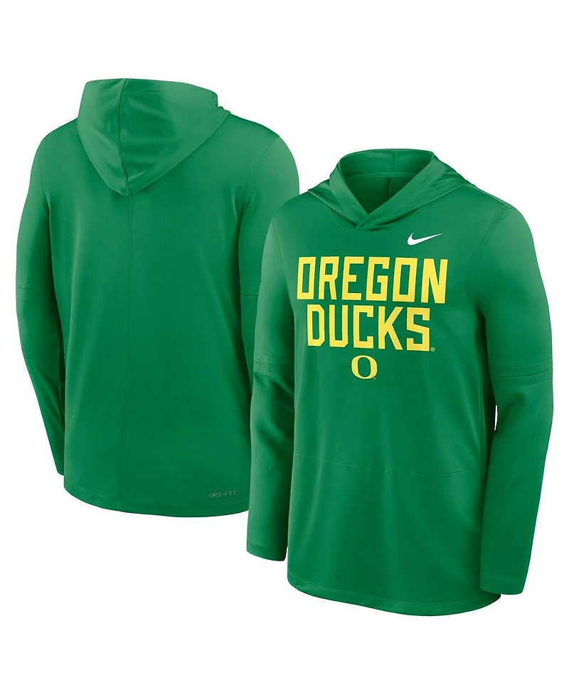 Nike Men's Green Oregon Ducks 2025 Sideline Performance Long Sleeve Hoodie T-Shirt