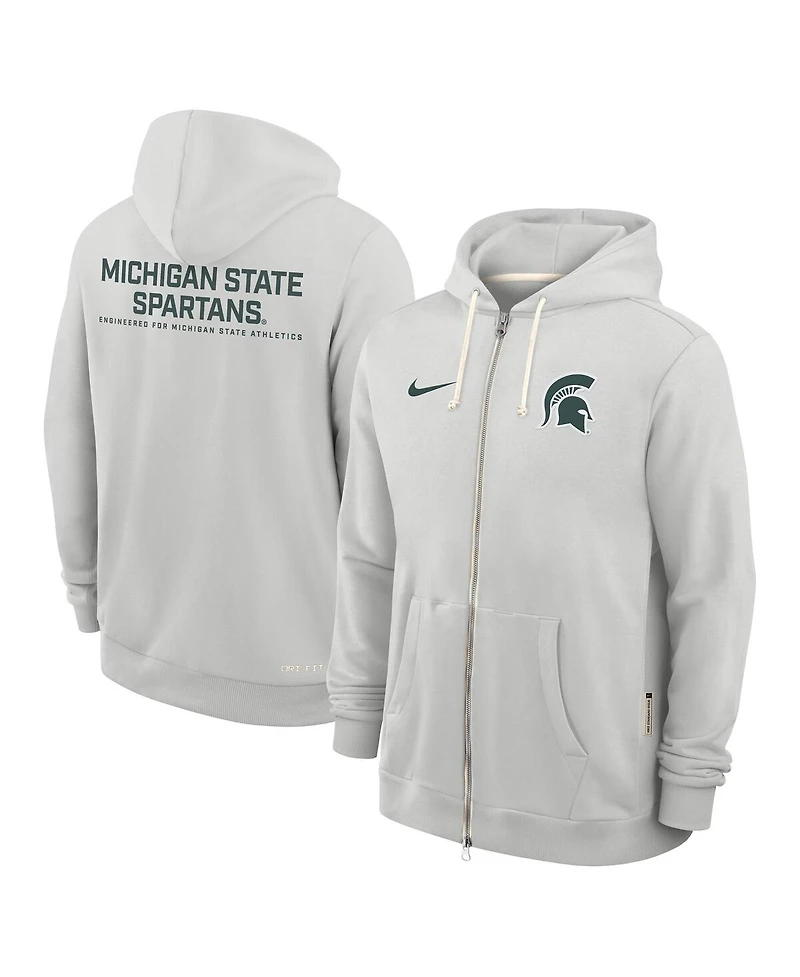 Nike Men's Gray Michigan State Spartans 2025 Sideline Standard Issue Dri-fit Full-Zip Hoodie