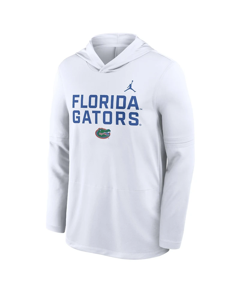 Jordan Men's White Florida Gators 2025 Sideline Performance Long Sleeve Hoodie T-Shirt