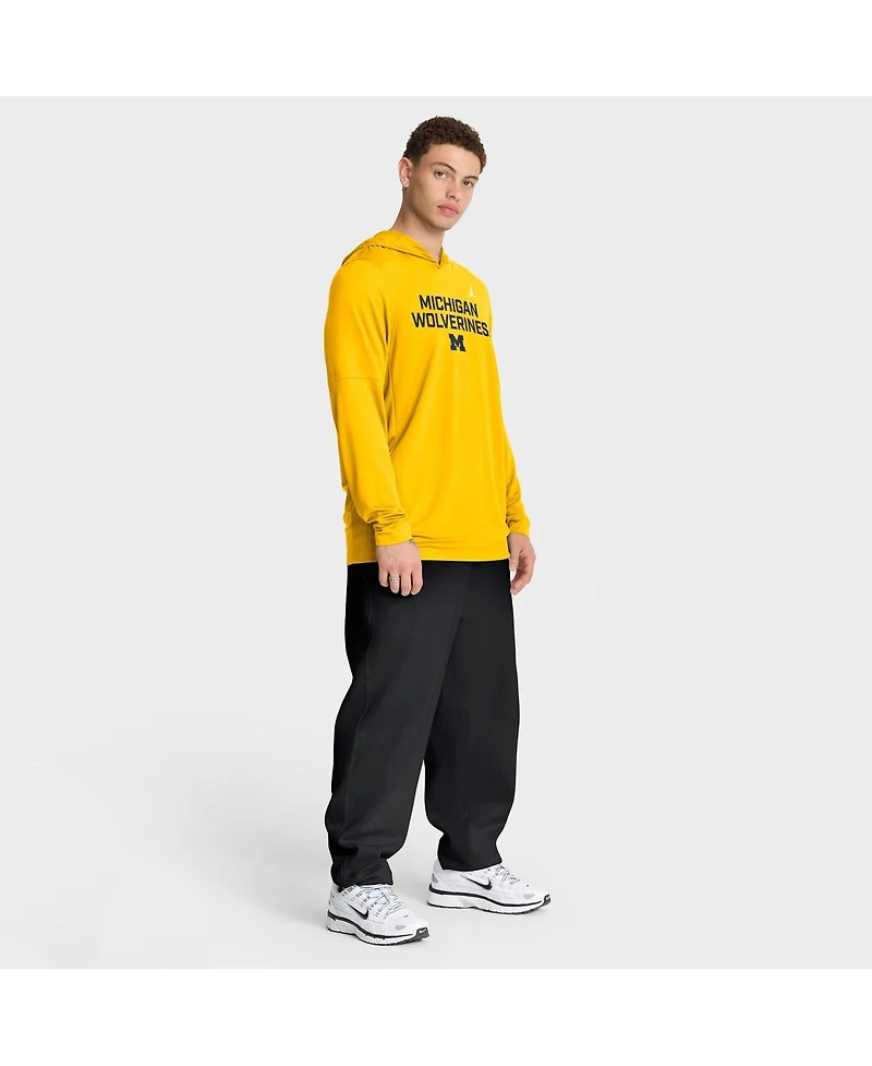 Jordan Men's Maize Michigan Wolverines 2025 Sideline Performance Long Sleeve Hoodie T-Shirt