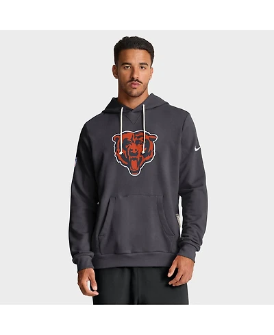 Nike Men's Anthracite Chicago Bears Sideline Standard Issue Initial Home Dri-fit Hoodie