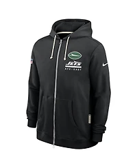 Nike Men's Black New York Jets Sideline Standard Issue Utility Player Dri-fit Full-Zip Hoodie