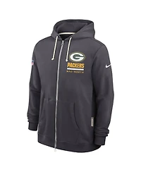 Nike Men's Anthracite Green Bay Packers Sideline Standard Issue Utility Player Dri-fit Full-Zip Hoodie