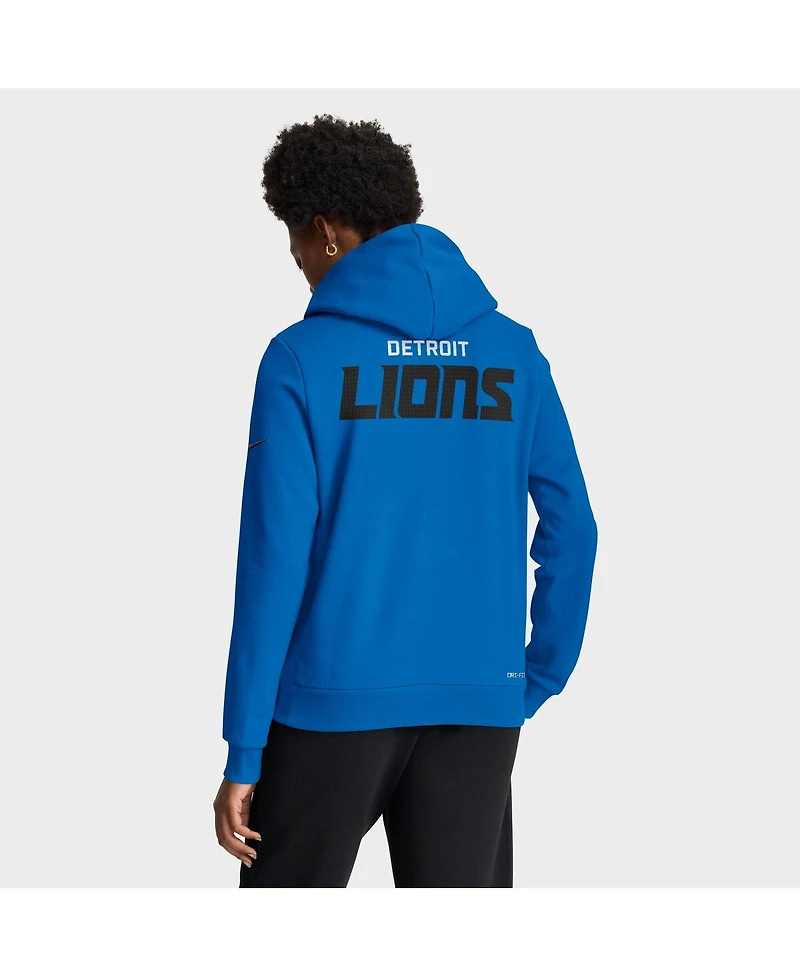 Nike Women's Blue Detroit Lions Sideline Standard Issue Initial Home Dri-fit Hoodie