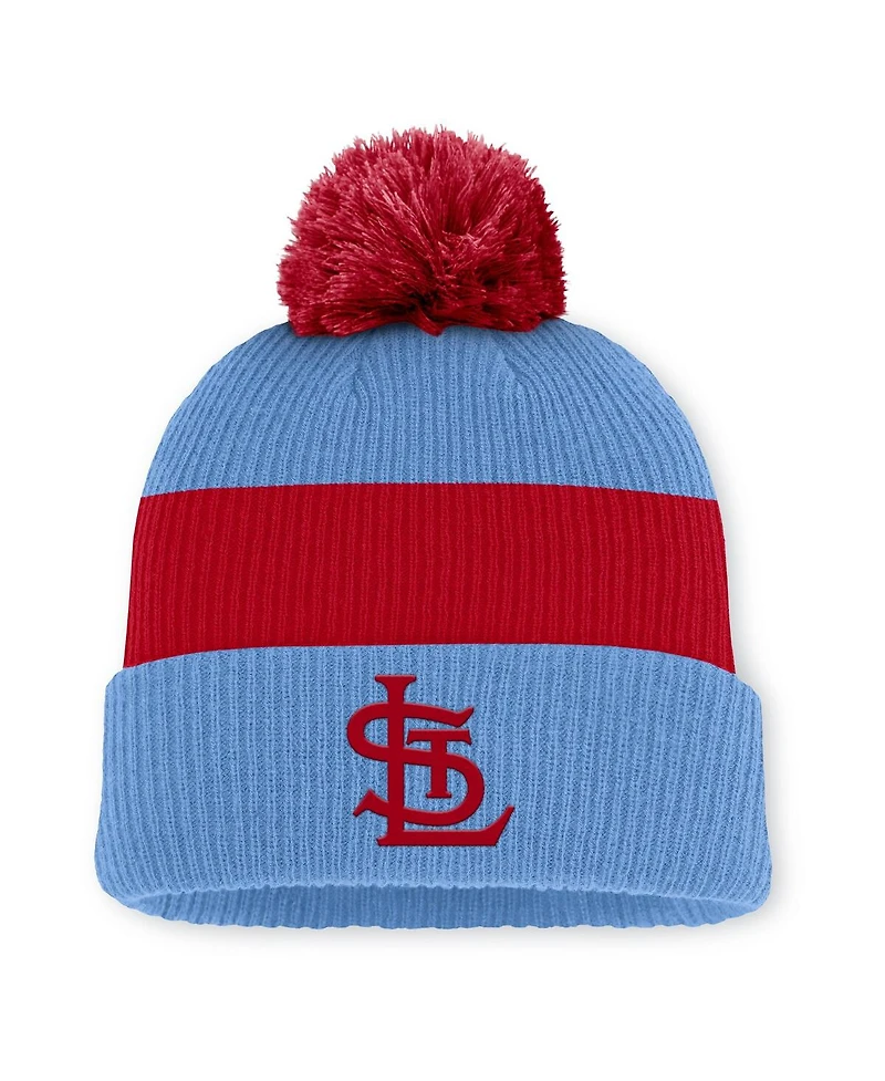 Nike Men's Light Blue/Red St. Louis Cardinals Cooperstown Collection Peak Standard Cuffed Pom with Knit Hat