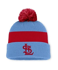 Nike Men's Light Blue/Red St. Louis Cardinals Cooperstown Collection Peak Standard Cuffed Pom with Knit Hat