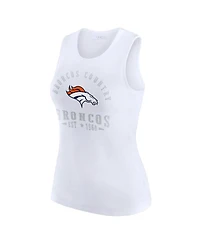 Wear by Erin Andrews Women's White Denver Broncos Ribbed Graphic Tank Top