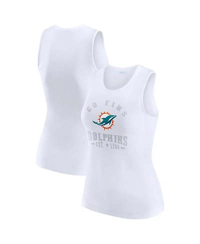 Wear by Erin Andrews Women's White Miami Dolphins Ribbed Graphic Tank Top