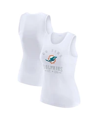 Wear by Erin Andrews Women's White Miami Dolphins Ribbed Graphic Tank Top