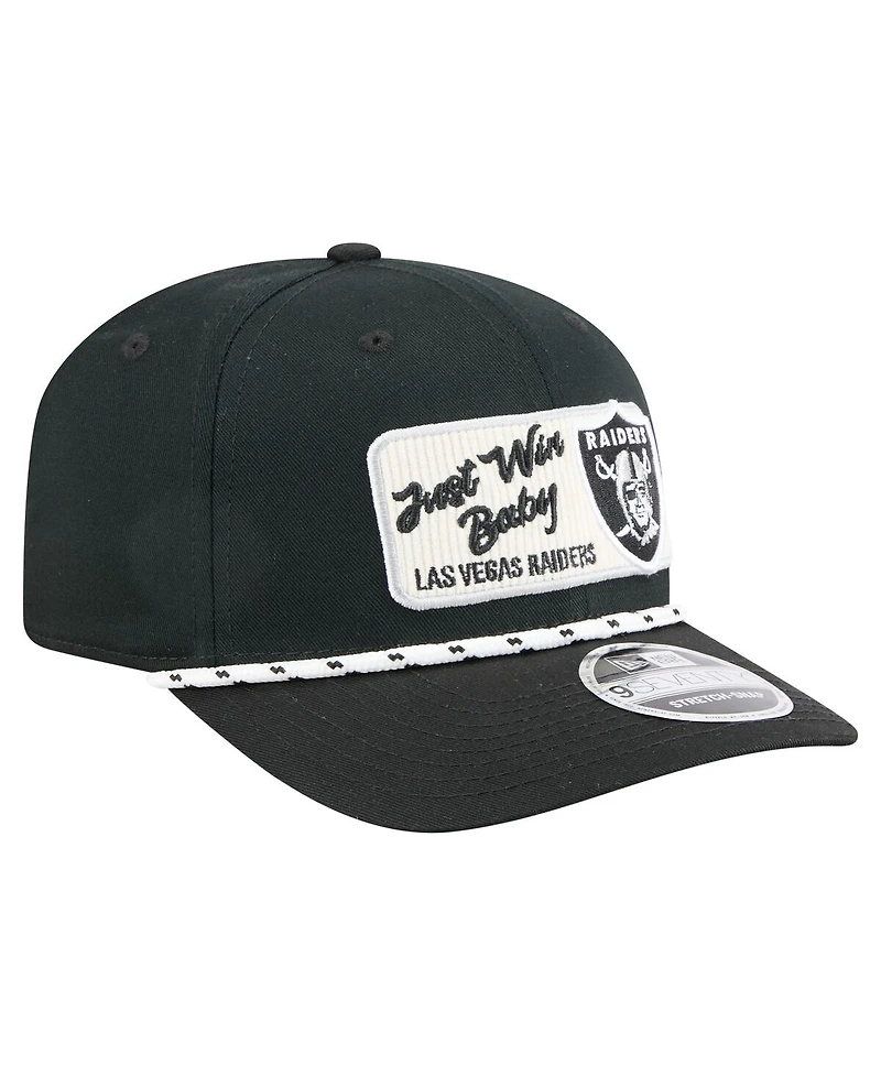 New Era Men's Black Las Vegas Raiders Chant 9SEVENTY Stretch-Snap Hat