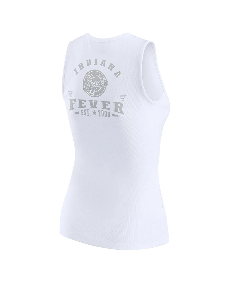 Wear by Erin Andrews Women's White Indiana Fever Rib-Knit Henley Tank Top