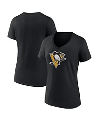 Fanatics Women's Black Pittsburgh Penguins Primary Logo Team V-Neck T-Shirt