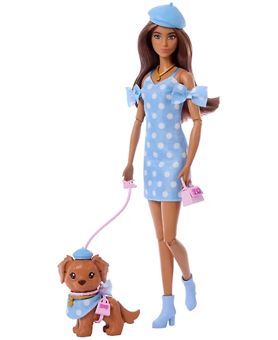 Barbie Twinning Looks Fashion Doll with Pet Dog Matching Clothes Accessories