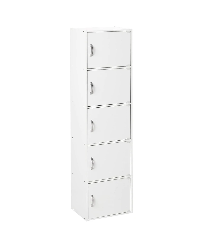 Hodedah 5 Shelf Home and Office Enclosed Organization Storage Cabinet, White