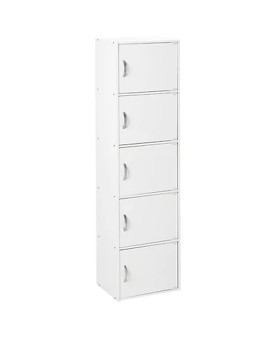 Hodedah 5 Shelf Home and Office Enclosed Organization Storage Cabinet, White