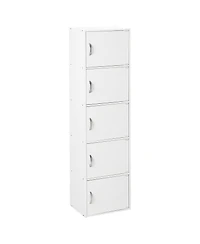 Hodedah 5 Shelf Home and Office Enclosed Organization Storage Cabinet, White