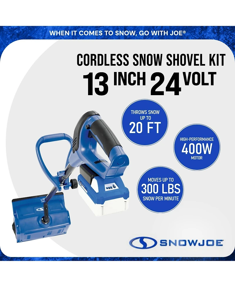 Snow Joe Ionmax 24-Volt Cordless Battery-Powered Snow Shovel Bundle, 13-In, Blue