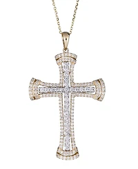 Diamond Cross Pendant Necklace (1 ct. t.w.) in 14k Gold & White Gold, 16" + 2" extender