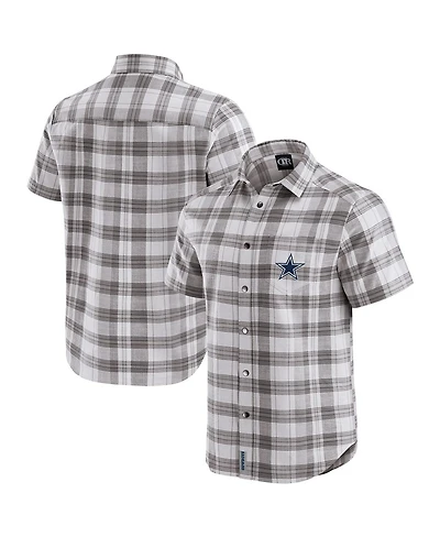 Darius Rucker Collection by Fanatics Men's Gray Dallas Cowboys Team Plaid Short Sleeve Full-Snap Shirt