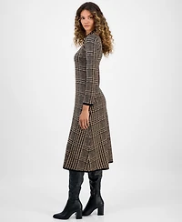 Robbie Bee Women's Printed Long-Sleeve Sweater Dress