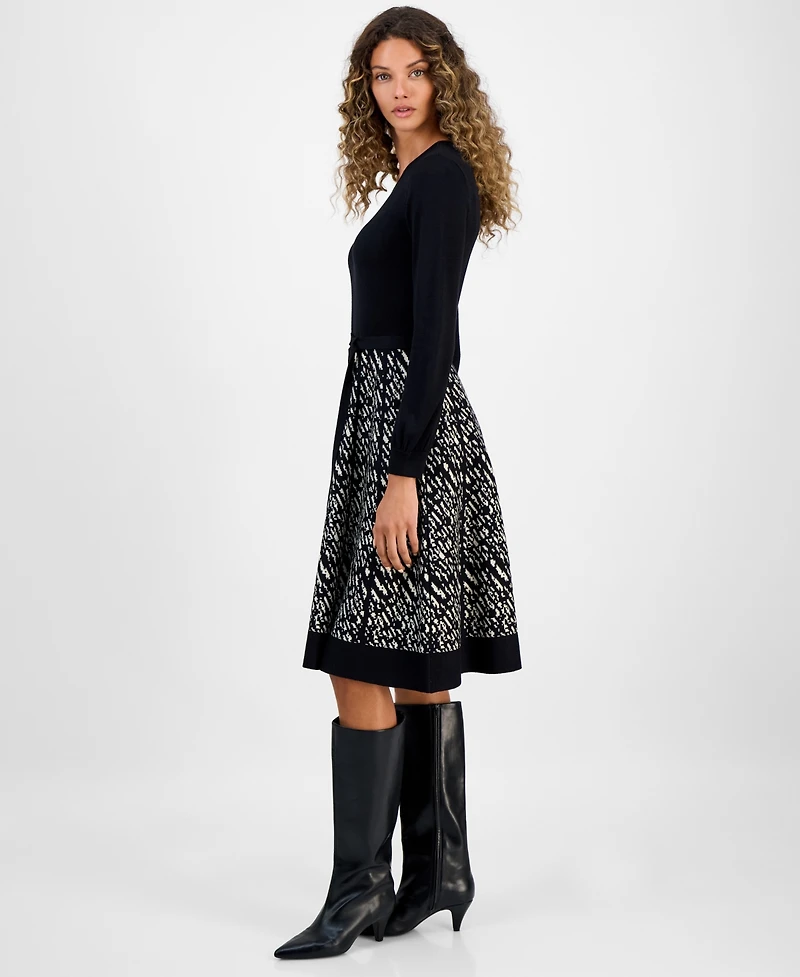 Robbie Bee Women's Colorblock Long-Sleeve Sweater Dress