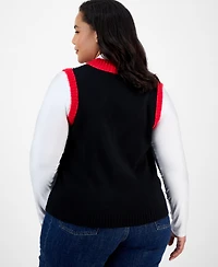 It's Our Time Trendy Plus Rudolf V-Neck Button-Front Vest