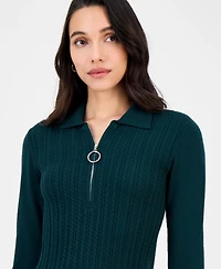 Robbie Bee Women's Cable-Knit Long-Sleeve Sweater Dress