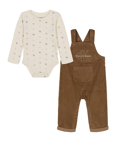 Calvin Klein Baby Boys 2-Piece Bodysuit and Overall Set