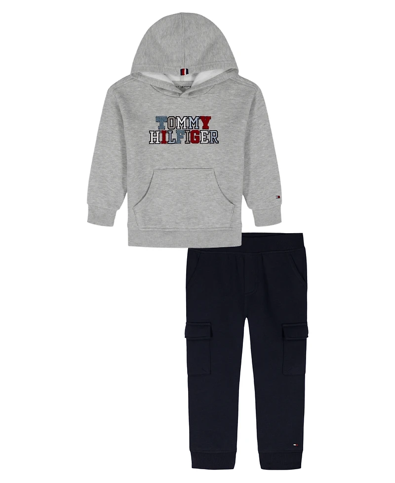 Tommy Hilfiger Baby Boys 2-Piece Multi Logo Fleece Hoodie and Joggers Set