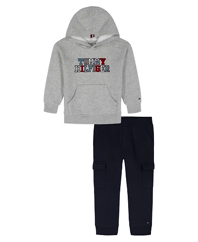 Tommy Hilfiger Baby Boys 2-Piece Multi Logo Fleece Hoodie and Joggers Set