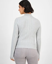 Hooked Up by Iot Juniors' Variegated Rib-Knit Half-Zip Sweater