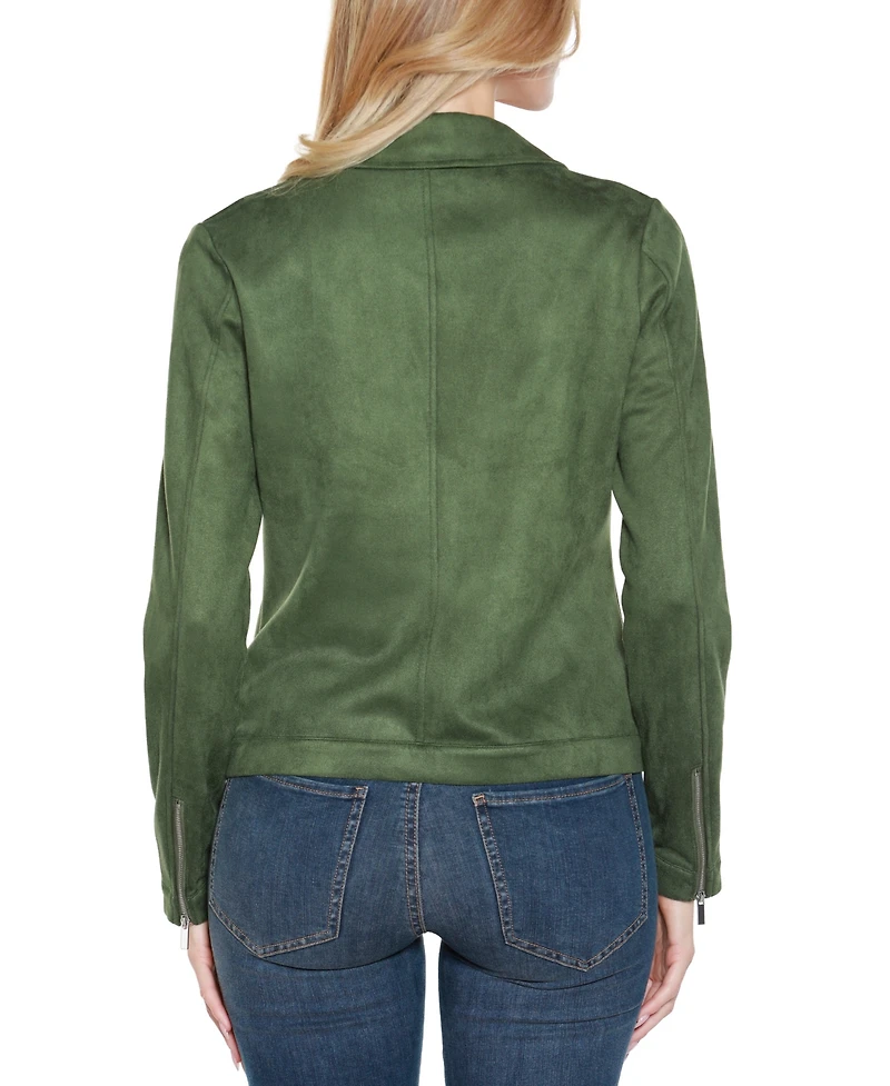 Belldini Women's Faux-Suede Moto Jacket