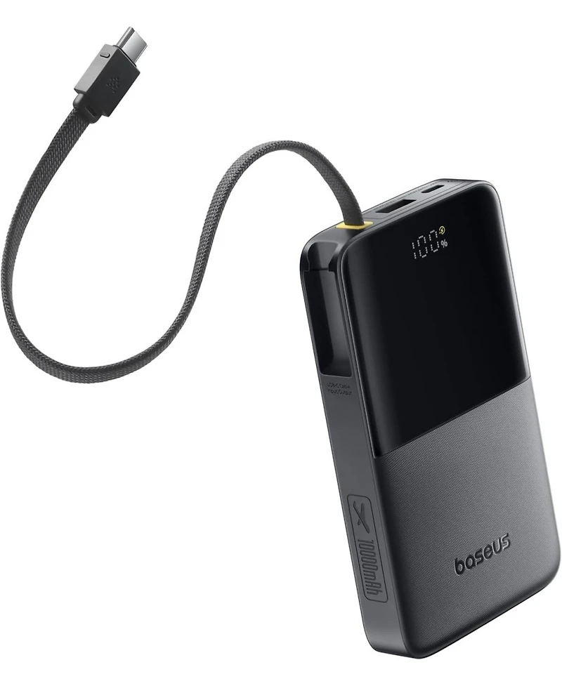 Baseus Portable Charger, 22.5W Pd Fast Charging 10000mAh Power Bank, Built-in Braided Usb C Cable Battery Pack, Travel Essentials Portable Phone Charg