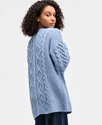 Hooked Up by Iot Juniors' Cable-Knit Open Cardigan
