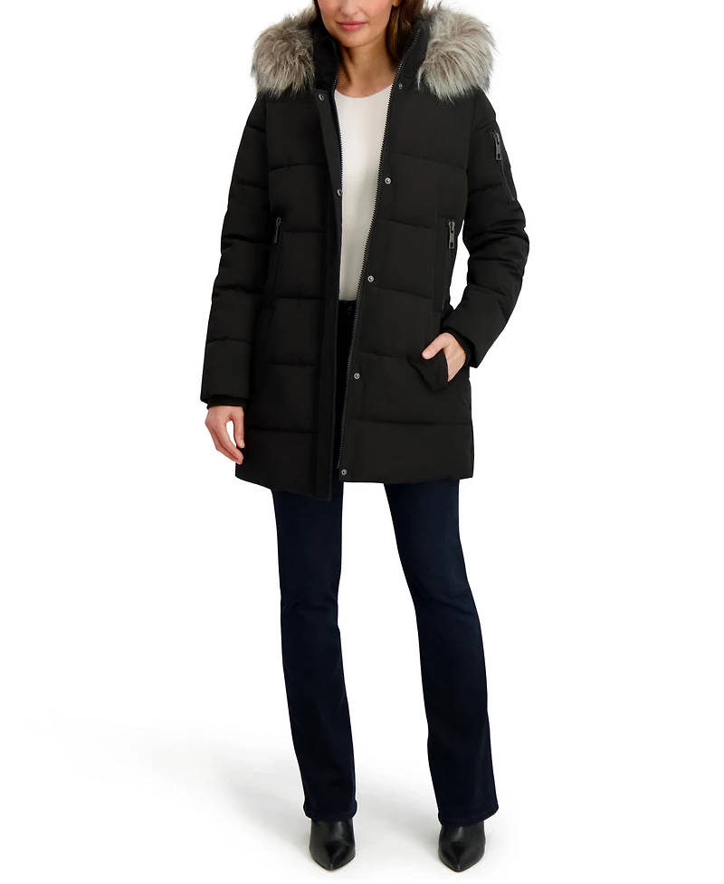 Nautica Women's Faux-Fur-Trim Hooded Puffer Coat