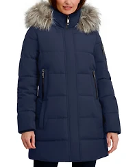Nautica Women's Faux-Fur-Trim Hooded Puffer Coat