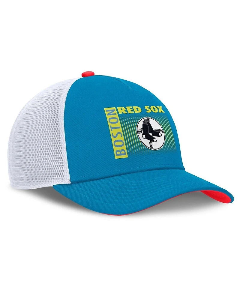 Nike Men's Teal Boston Red Sox Neon 90s Rise Structured Performance Adjustable Trucker Hat