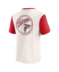 Darius Rucker Collection by Fanatics Men's Cream Atlanta Falcons Henley Color Block Slub Pocket T-Shirt