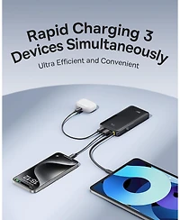Baseus Portable Charger, 20W Pd Fast Charging 10000mAh Power Bank, Built-in Braided Usb C Cable Battery Pack, Travel Essentials Portable Phone Charger