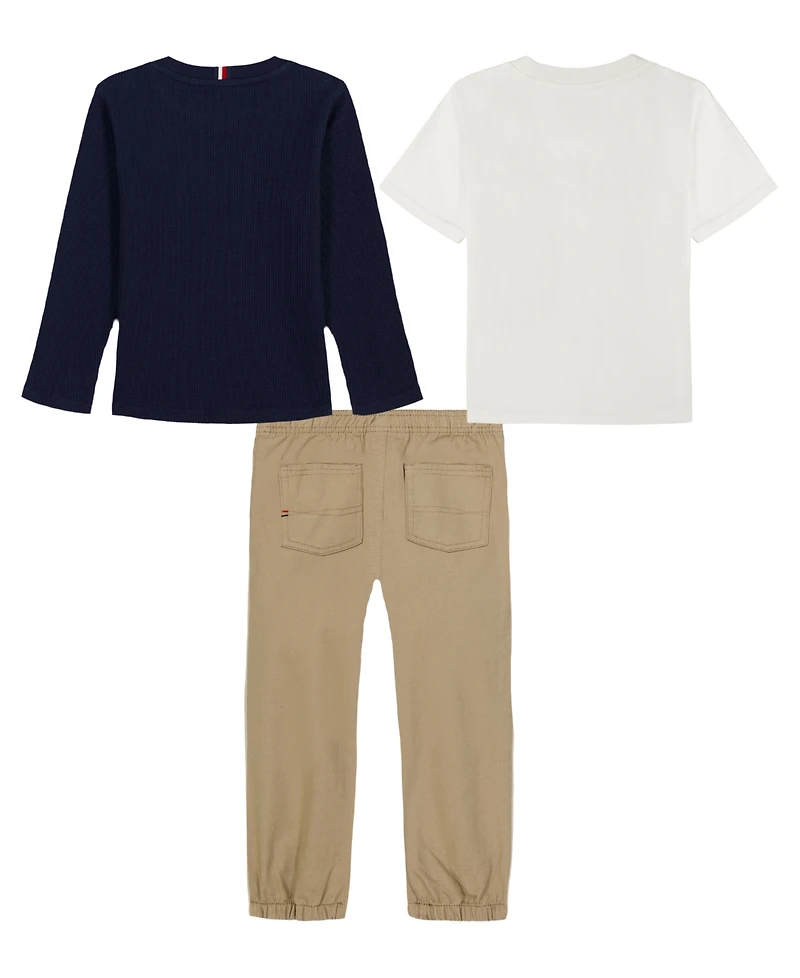 Tommy Hilfiger Toddler Boys 3-Piece Thermal T-Shirt, Jersey T-Shirt and Jogger Set